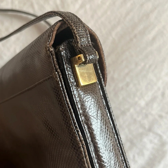 Vintage 1980’s Jay Herbert New York Accordion Style Brown Snakeskin Handbag - Picture 12 of 13